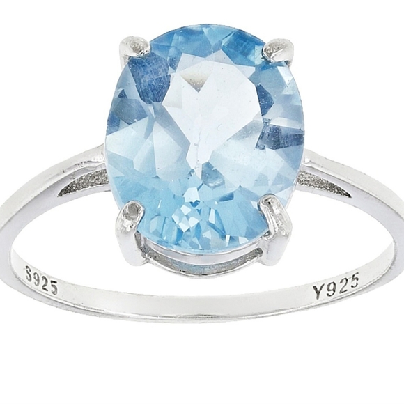 Bangkok Ratnaraj Jewelers Jewelry - Natural Sky Blue Topaz 4.80 Carat Sterling Silver Ring Size 10 New!